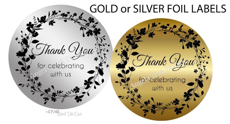 Gold or Silver Envelope Seals, Thank You for Celebrating With Us ...
