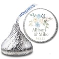 108 Hershey Kiss Labels, Cream and Blue Roses Wedding Candy Labels, Greenery Candy Favors, Floral Greenery Candy Labels