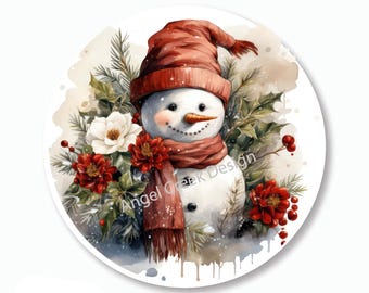 Snowman Christmas Stickers, Vintage Snowman, Scrapbook Stickers, Christmas Holiday Envelope Seals