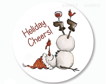 Snowman Stickers Holiday Envelope Seals Holiday Cheers Snowman Labels Snowman Favors Christmas Scrapbook Stickers