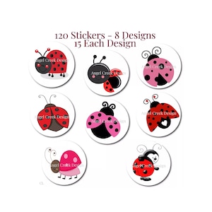 120 Ladybug Stickers, Ladybug Stickers, Scrapbook Stickers, Ladybug Envelope Seals, Ladybug Scrapbook Stickers, Lady Bug Stickers