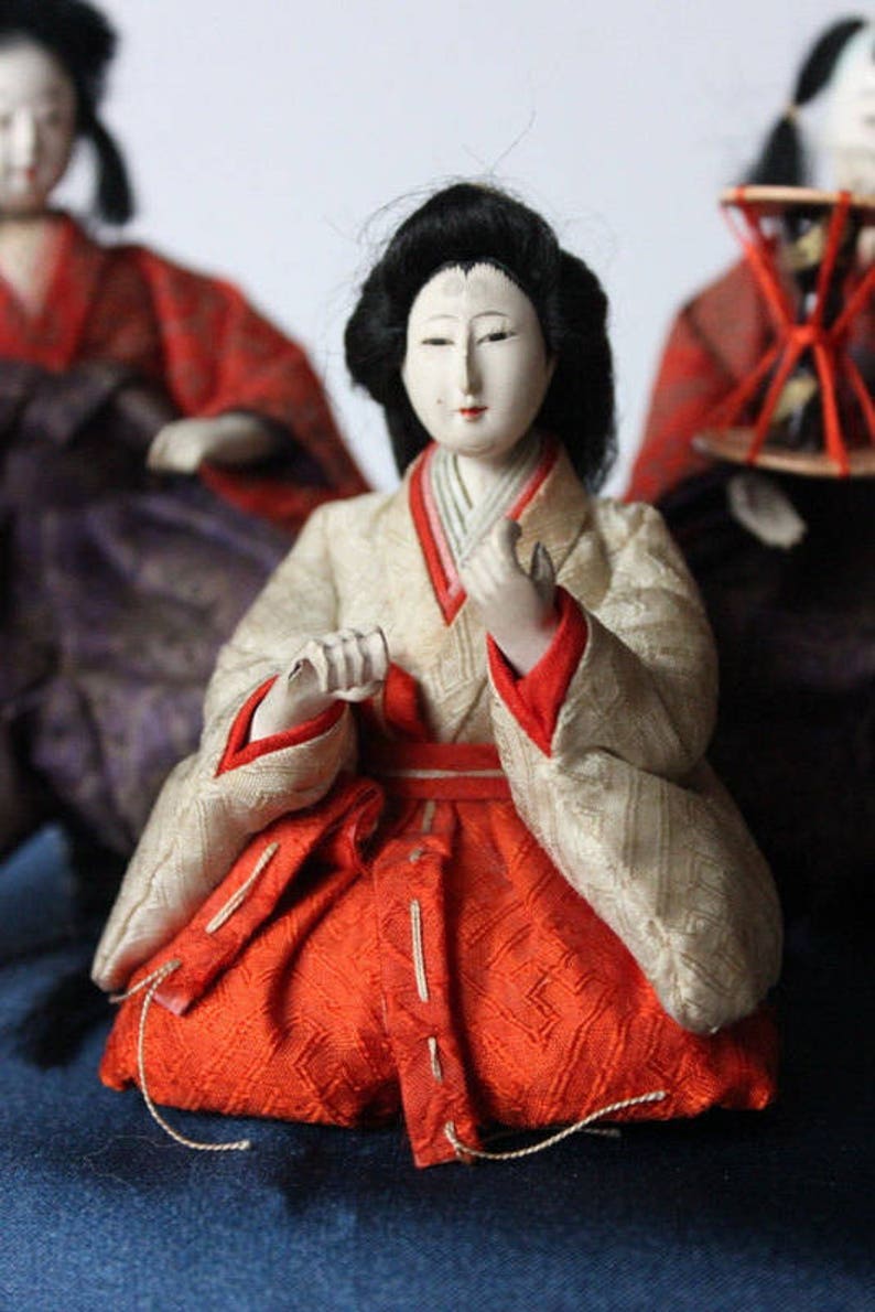 3 Japanese Ningyo courtiers Edo period | Etsy