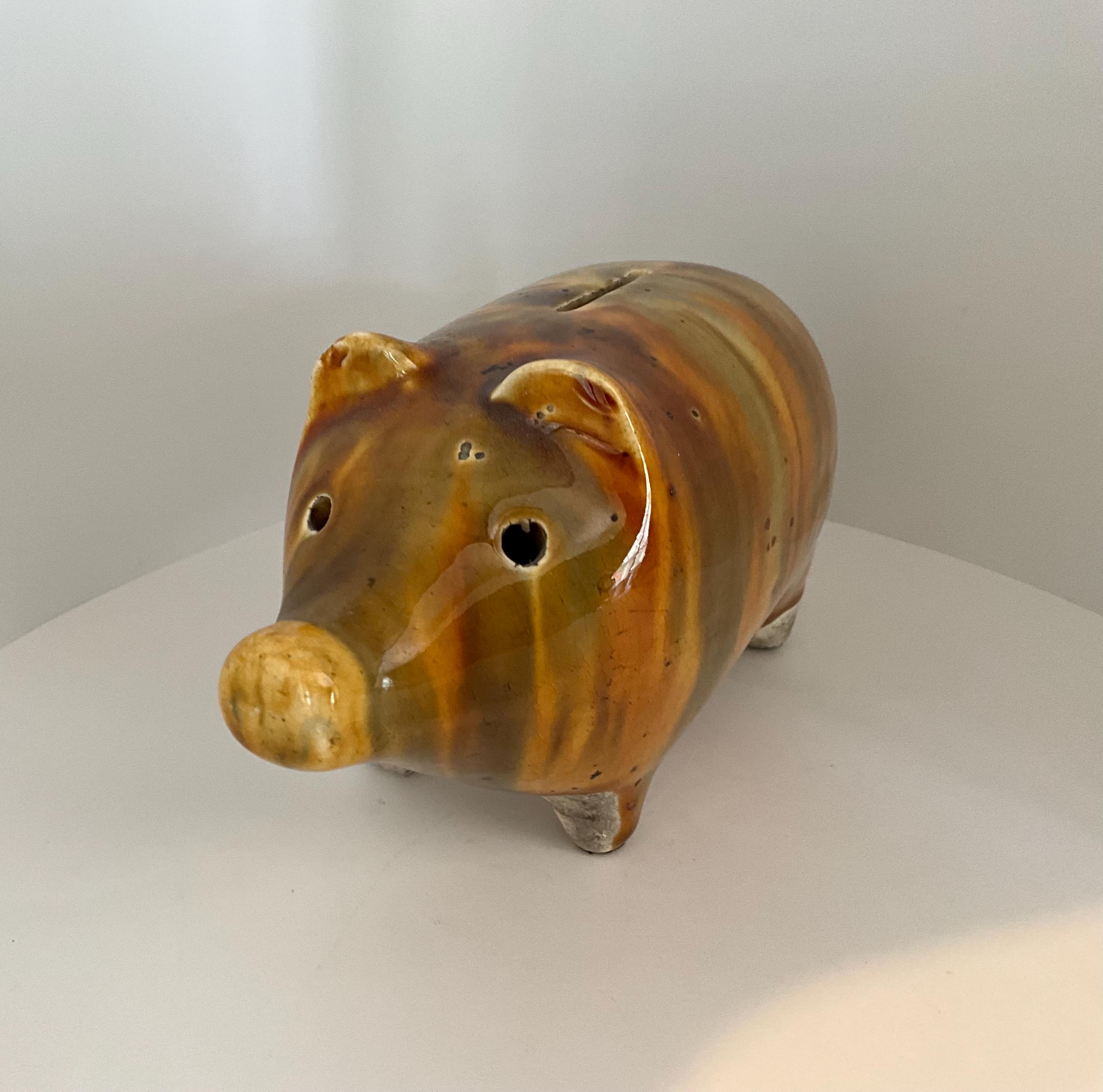 Antique Pottery Pig - Etsy