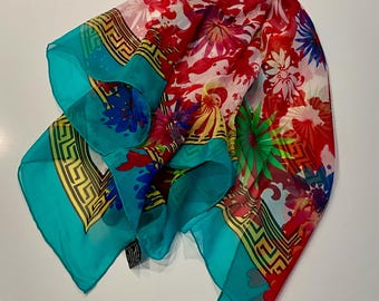 Gianni Versace Silk Atelier Floral Scarf