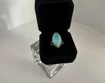 Larimar Statement Ring, Sterling Silver Size 6 1/4