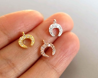 CZ Micro Pave Horn brass Pendants, Cubic Zirconia Mini Charms - CZ68
