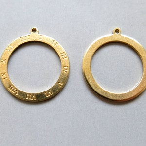 30pcs Raw Brass Round Rings Charms with Roman numerals, Pendants Findings 20mm - F1485
