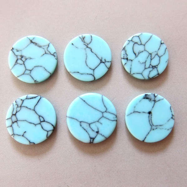 10pcs Blue Round Flat Slices Turquoise Cabochon,Howlite Stones