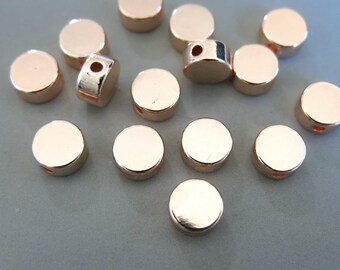 30pcs Raw Brass Rose Placcato Oro Rotondo Perline, Perline Distanziatrici 8mmx4mm - F1698