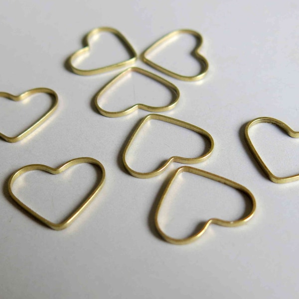 100pcs Raw Brass Heart-shaped Rings, Findings 18mm x 15mm - F183