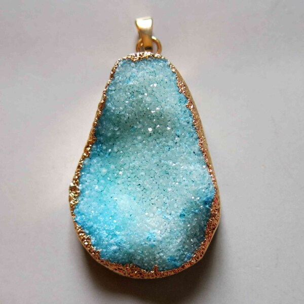 Druzy Pendant with Gold Edge - C2541