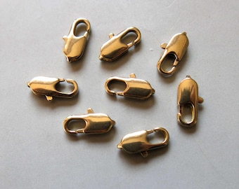50pcs Raw Brass Lobster Claw Clasp 10mm x 4mm- F288