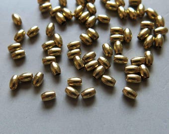 200pcs Raw Brass Oval Barrel Shape Beads Spacer Beads 4mmx3mm - F1113