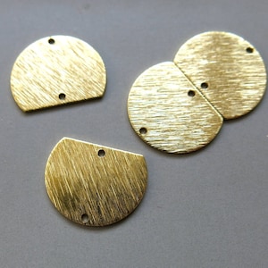 30pcs Raw Brass Half Round Textured Charms, 18mmx15mm - F1465