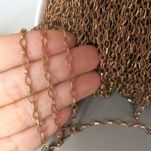 5 meters - 16.5 feet Raw Red Copper Rhombus Ring Chain,Necklace chain 3mm - F887