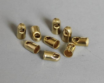 200pcs Raw Brass Cord End Clasp With Loop,Findings 4mm x 1.5mm - F1743