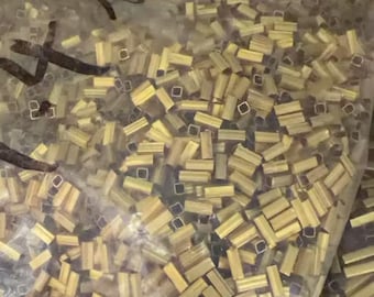 200pcs Raw Brass Tube Beads Straight Shape In Square Rod 5mm x 2mm - F2304