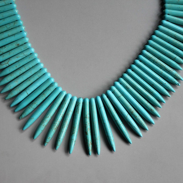 96pcs Full Strand 15" Turquoise Point Beads, Necklace - B196