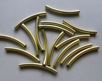 100pcs Cut Raw Brass Tube Cylinder Shape Beads 30mm x 3mm - F142