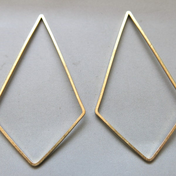 30pcs Raw Brass Diamond Rings Charms ,Pendants 60mm x 34mm- F1662