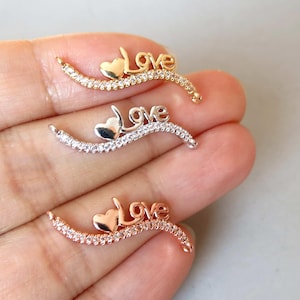 CZ Micro Pave Carta Amor Colgantes, Conectores Cubic Zirconia - CZ163