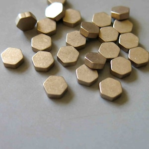 100pcs Raw Brass Hexagon Stamping Blank,Stamping Tag 6mm - F529