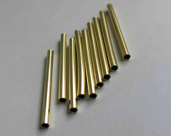 100pcs Cut Raw Brass Tube Cylinder Shape Beads 40mm x 3mm - F155