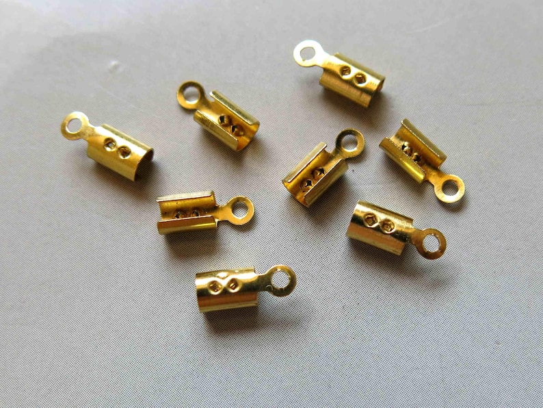 500pcs Raw Brass Cord End Clasp With Loopfindings 8mm X 3mm Etsy
