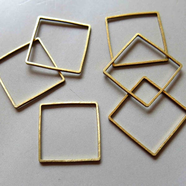 50pcs Raw Brass Square Rings , Findings 35mm - F1728