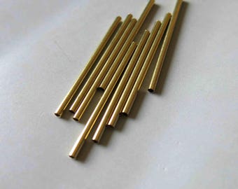 100pcs Cut Raw Brass Tube Cylinder Shape Beads 60mm x 2mm - F1429