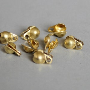 200pcs Raw Brass Cord End Clasp With Loop,Findings 5mm x 3mm- F108