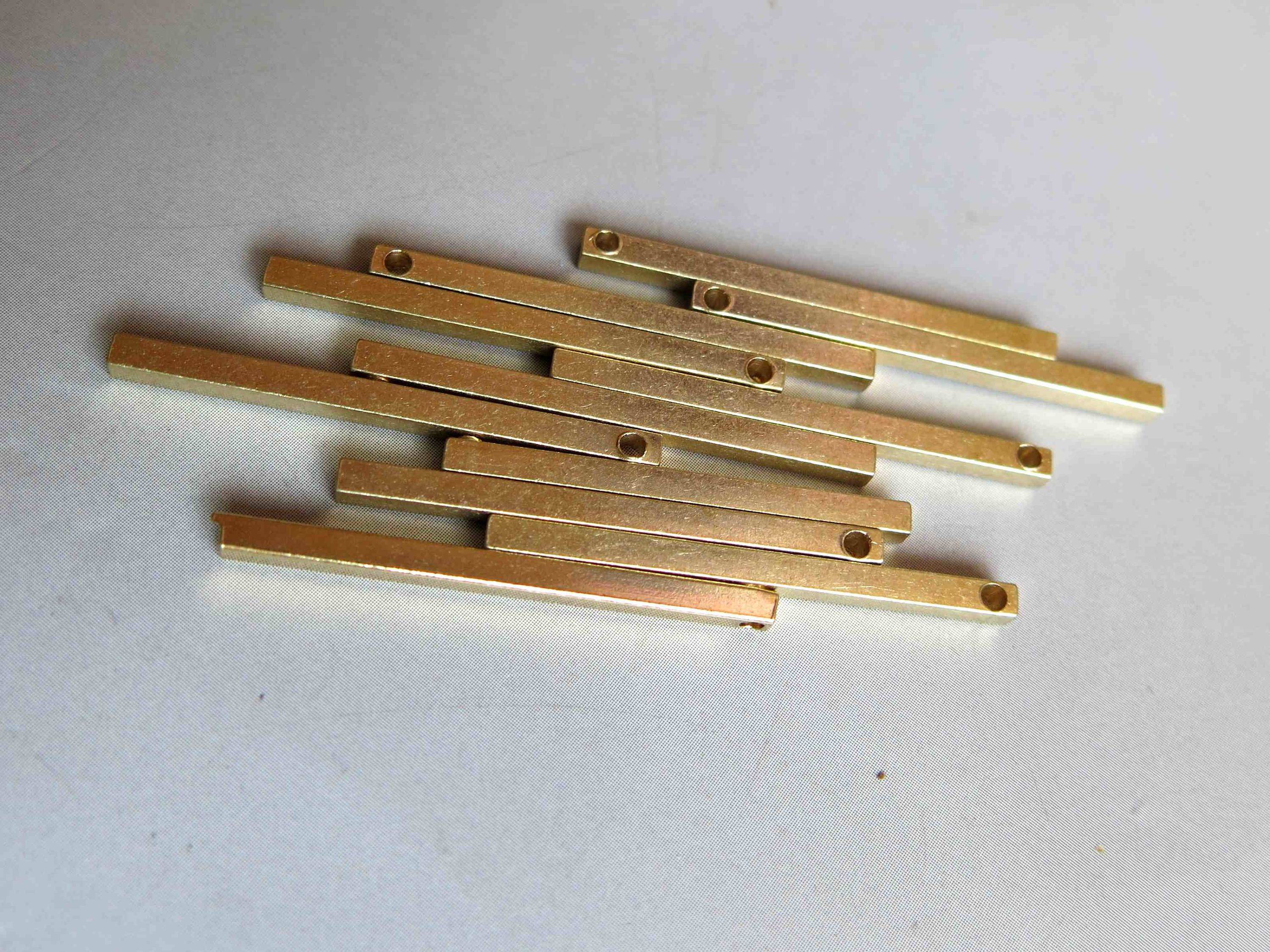thumbnail image 2 of 60 Pieces Raw Brass Square Bar Charms – Rectangle, 10.1x2mm, CW-3747C-V-226, Made In China 2 of 3