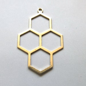 20pcs Raw Brass Hexagon Charms, Pendants 42mmx27mm - F1850