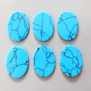 10pcs Blue Oval Flat Slices Turquoise Cabochon,Howlite Stones