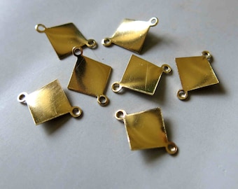 50 piezas de conectores cuadrados de latón crudo, dijes de 18 mm x 10 mm - F515