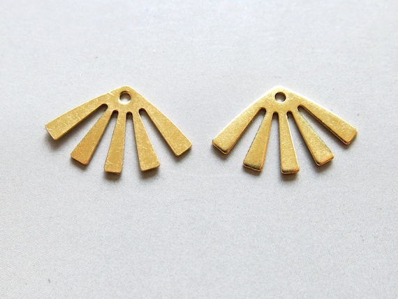 50pcs Raw Brass Charms,Fan Pendants, Findings 20mm x 12mm- F1208