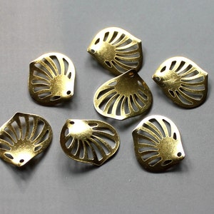50pcs Raw Brass Leaf Shape Cambered Charms, Findings 19mm x 18mm - F30