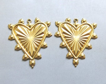 20pcs Raw Brass Heart Charms, Pendant, Findings 30mm x 26mm - F2074