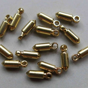 100pcs Solid Raw Brass Bullet Charm,Jewelry Making 10mm x 3mm - F157