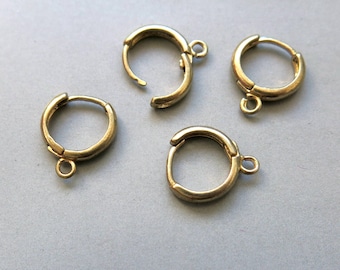 20pcs Raw Brass Boucle d’oreille Fermoir, Crochets de Boucle d’Oreilles Résultats 12mm - F1625