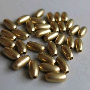 200pcs Raw Brass Oval Beads 8mm x 4mm - F158