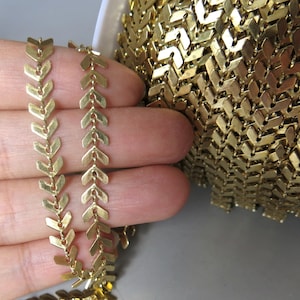 5 meters - 16.5 feet Raw Brass Chevron Chain,Necklace chain 6mm - F880