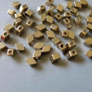 50pcs Raw Brass Rhombus Beads Spacer Beads 6mm x 4mm- F511