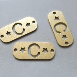 10pcs Raw Brass Oval Charms, Stars Pendants, Jewelry Making Supplies 26mmx11mm - F1688