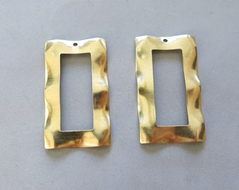 20pcs Raw Brass Rectangle Charms With One Hole, Pendant Findings 35mm x 20mm  - F1034
