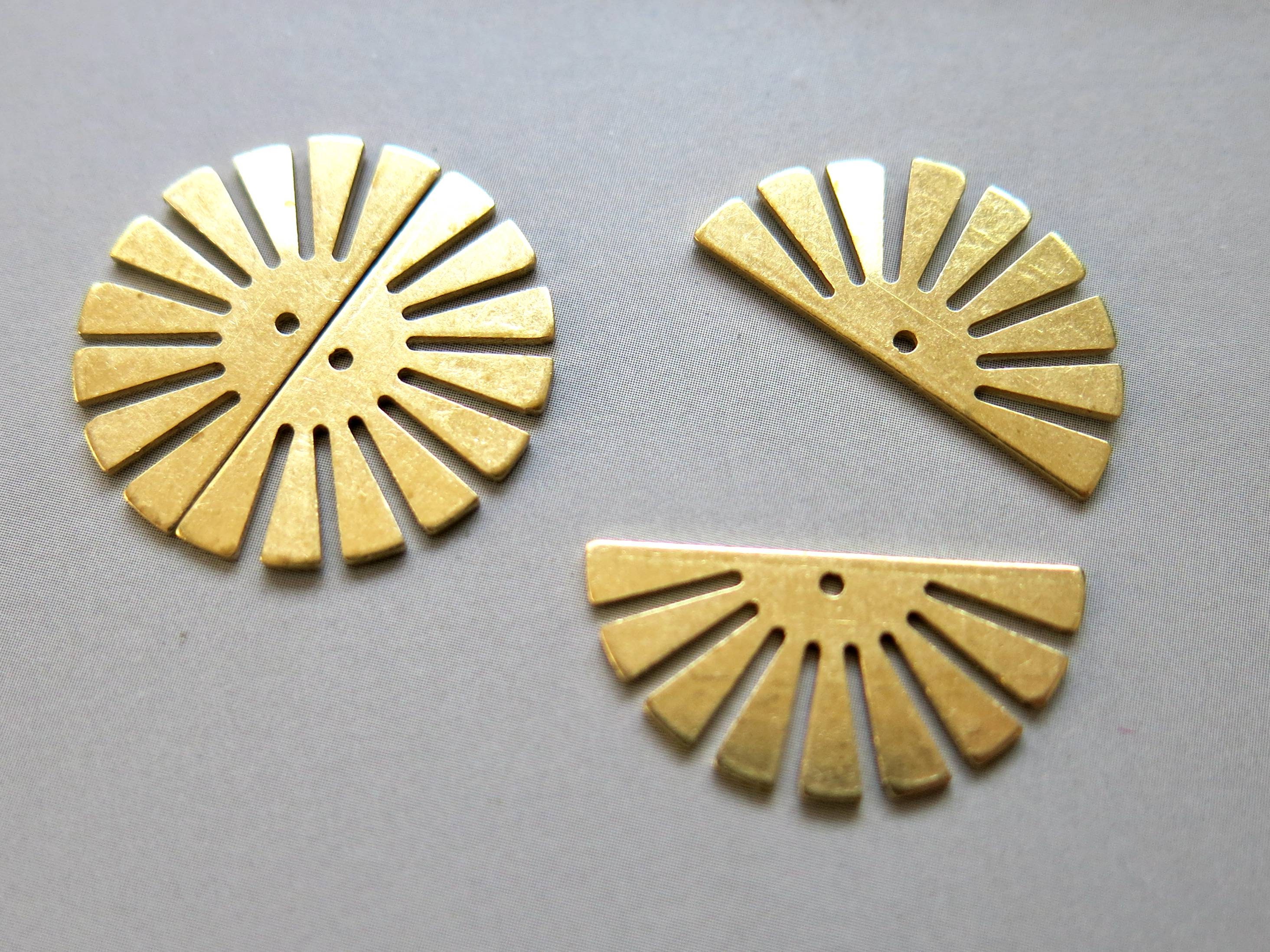 30pcs Raw Brass Charms, Half Round Pendants, 24mmx12mm - F1458