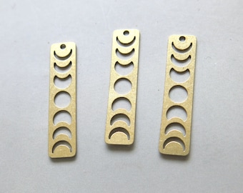 10pcs Raw Brass Rectangle Charms, Crescent Pendants, 30mmx7mm - F1711