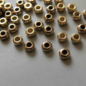 100pcs Raw Brass Rondelle Spacer Beads - 4mm-F553