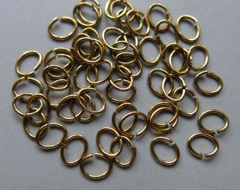 30Grams About 550pcs Raw Brass Oval Jump Ring , Findings 5mm x 3.5mm x 0.8mm - F171