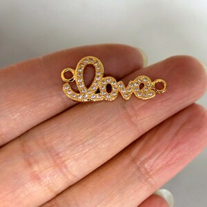 Chapado en oro CZ Micro Pave carta colgantes de latón, cúbica Zirconia encantos - CZ195